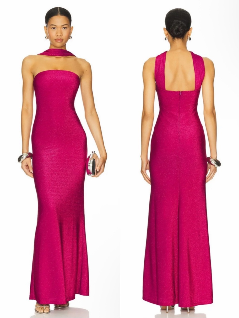 Delfi Collective Mica Dress In Metallic Pink Size XS